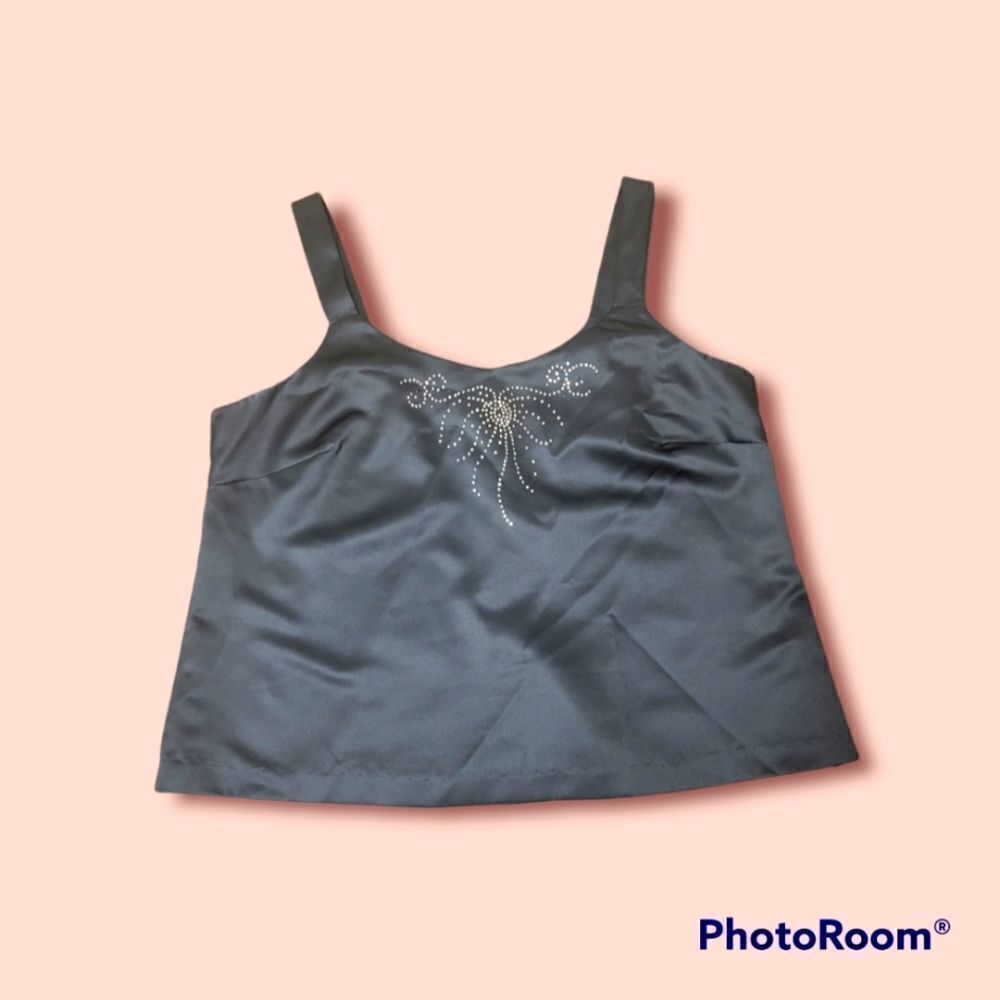 Satin Jeweled Tank Top